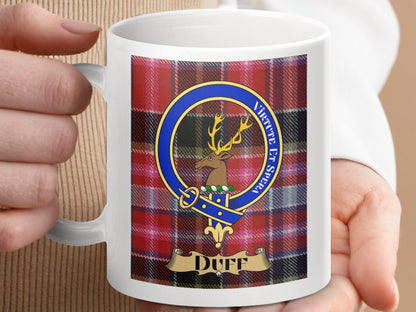 Physical Item 11oz / 11oz / White Duff Clan Scottish Tartan Crest Mug