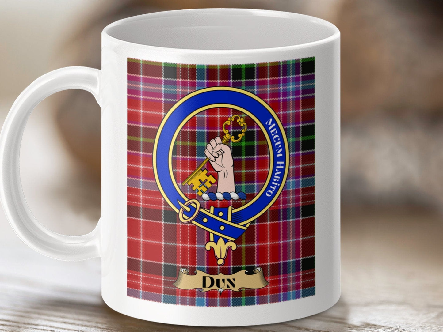 Physical Item 11oz / 11oz / White Dun Clan Scottish Tartan Crest Mug