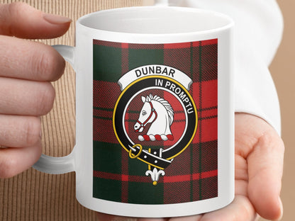 Physical Item 11oz / 11oz / White Dunbar Clan Scottish Tartan Crest Mug