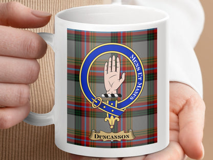 Physical Item 11oz / 11oz / White Duncanson Clan Scottish Tartan Crest Mug