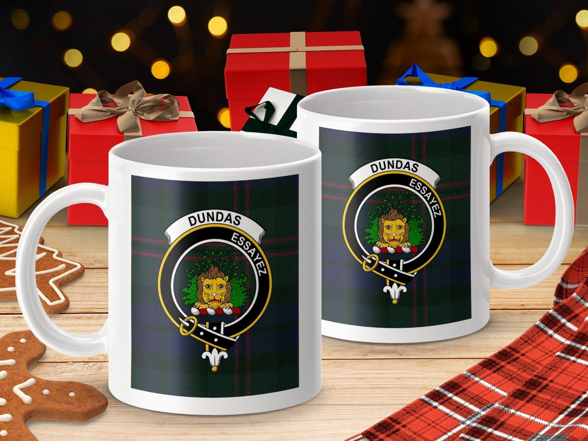 Physical Item 11oz / 11oz / White Dundas Clan Scottish Tartan Crest Mug