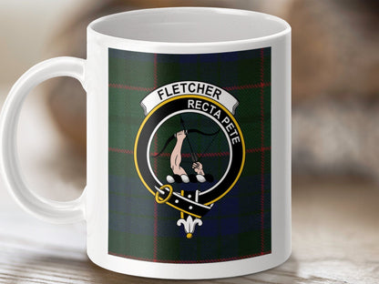 Physical Item 11oz / 11oz / White Fletcher Clan Recta Pete Crest Scottish Tartan Mug