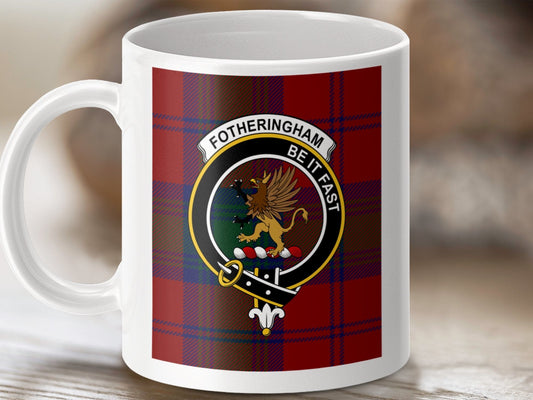 Physical Item 11oz / 11oz / White Fotheringham Scottish Tartan Clan Crest Mug