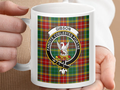 Physical Item 11oz / 11oz / White Gibson Clan Scottish Tartan Crest Mug