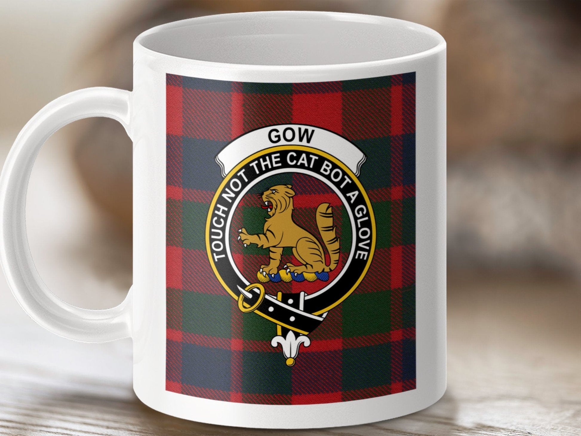 Physical Item 11oz / 11oz / White Gow Clan Scottish Tartan Crest Mug