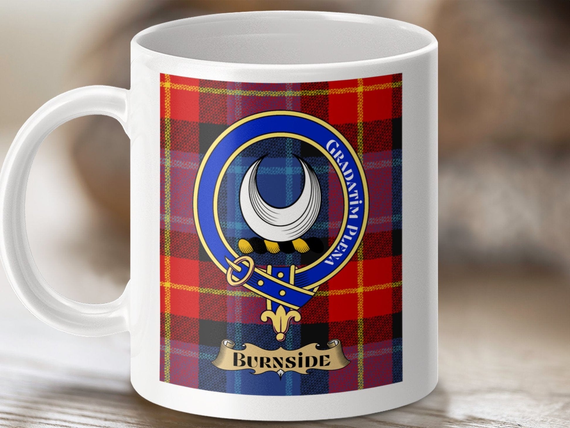 Physical Item 11oz / 11oz / White Gradatim Plena Burnside Scottish Tartan Mug