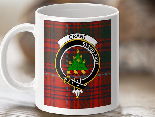 Physical Item 11oz / 11oz / White Grant Clan Scottish Tartan Crest Mug