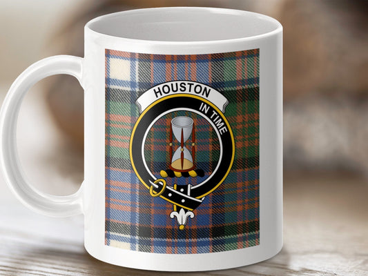 Physical Item 11oz / 11oz / White Houston Clan Scottish Tartan Crest Mug