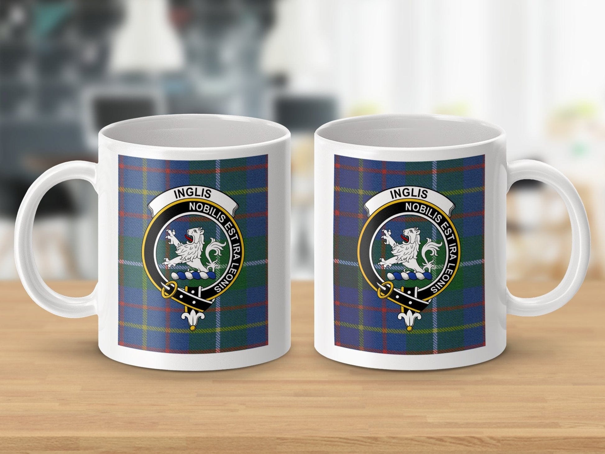 Physical Item 11oz / 11oz / White Inglis Clan Scottish Tartan Crest Mug