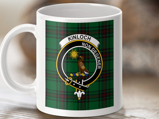 Physical Item 11oz / 11oz / White Kinloch Clan Scottish Tartan Crest Mug