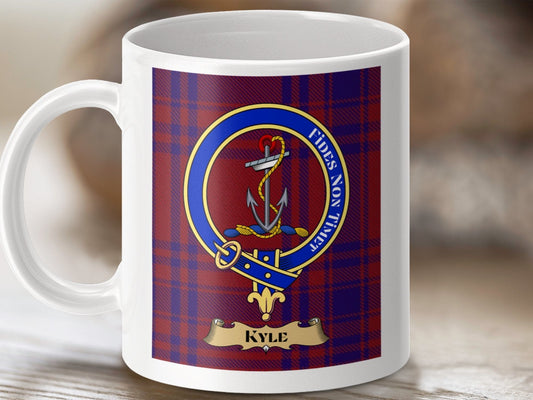 Physical Item 11oz / 11oz / White Kyle Clan Scottish Tartan Crest Mug