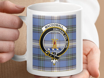 Physical Item 11oz / 11oz / White Macdowall Clan Scottish Tartan Crest Mug