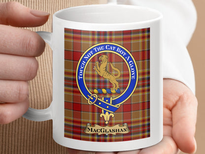 Physical Item 11oz / 11oz / White MacGlashan Clan Scottish Tartan Crest Mug