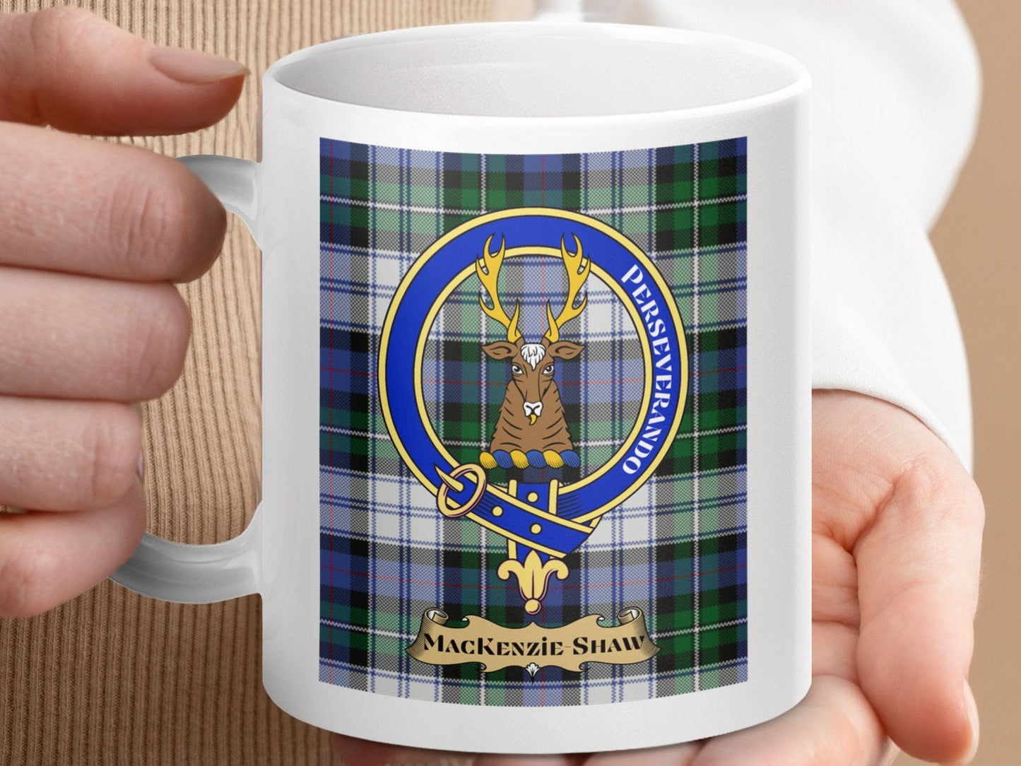 Physical Item 11oz / 11oz / White MacKenzie Shaw Scottish Perseverando Crest Mug