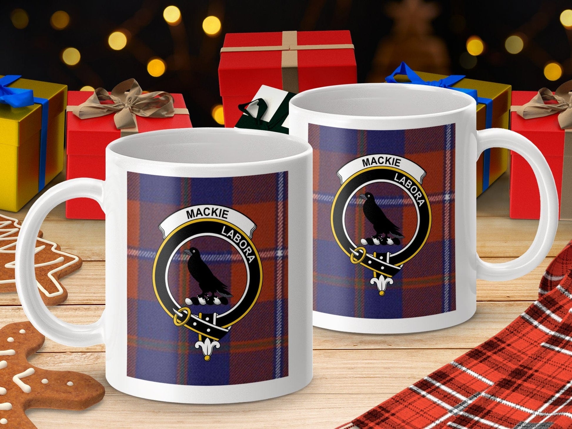 Physical Item 11oz / 11oz / White Mackie Clan Crest Scottish Tartan Design Mug