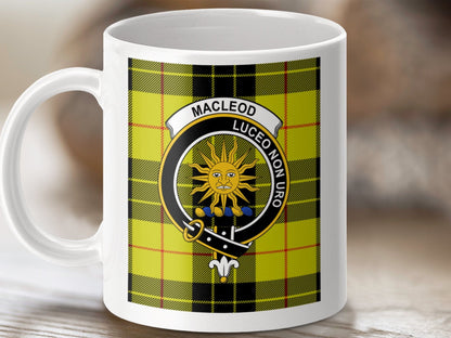 Physical Item 11oz / 11oz / White MacLeod Clan Scottish Tartan Crest Mugs