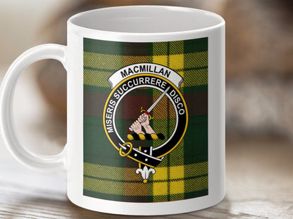 Physical Item 11oz / 11oz / White MacMillan Clan Scottish Tartan Crest Mugs