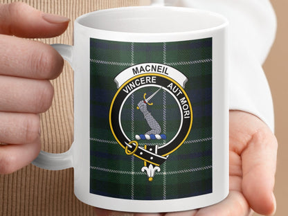 Physical Item 11oz / 11oz / White MacNeil Clan Scottish Tartan Crest Mugs