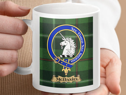 Physical Item 11oz / 11oz / White McDaniel Clan Scottish Tartan Crest Mug