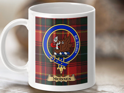 Physical Item 11oz / 11oz / White McInnes Clan Scottish Tartan Crest Mug