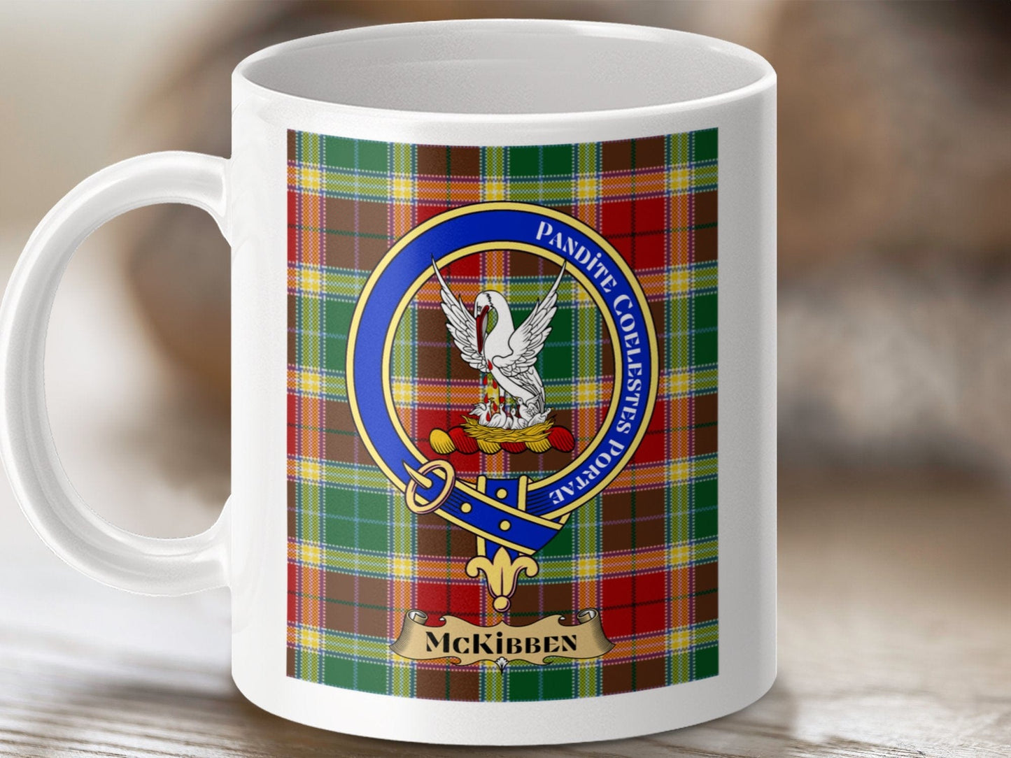 Physical Item 11oz / 11oz / White McKibben Clan Scottish Tartan Crest Mugs