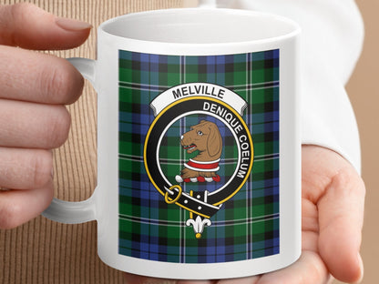 Physical Item 11oz / 11oz / White Melville Clan Scottish Tartan Crest Mugs