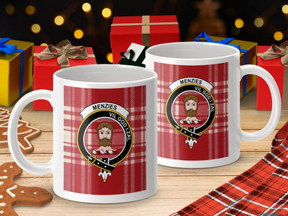 Physical Item 11oz / 11oz / White Menzies Clan Scottish Tartan Crest Mugs