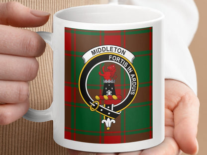 Physical Item 11oz / 11oz / White Middleton Clan Scottish Tartan Crest Mugs