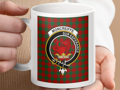 Physical Item 11oz / 11oz / White Moncreiffe Clan Sur Esperance Tartan Crest Mugs