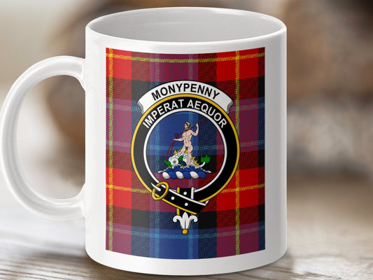 Physical Item 11oz / 11oz / White Moneypenny Clan Scottish Tartan Crest Mugs