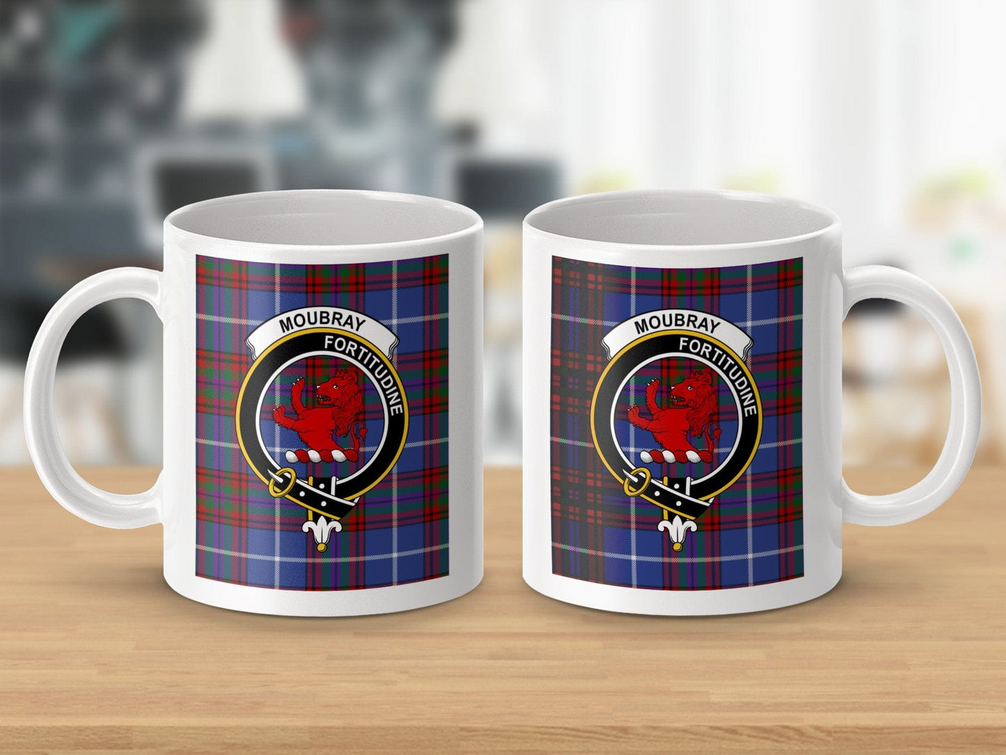 Physical Item 11oz / 11oz / White Moubray Clan Scottish Tartan Crest Mugs