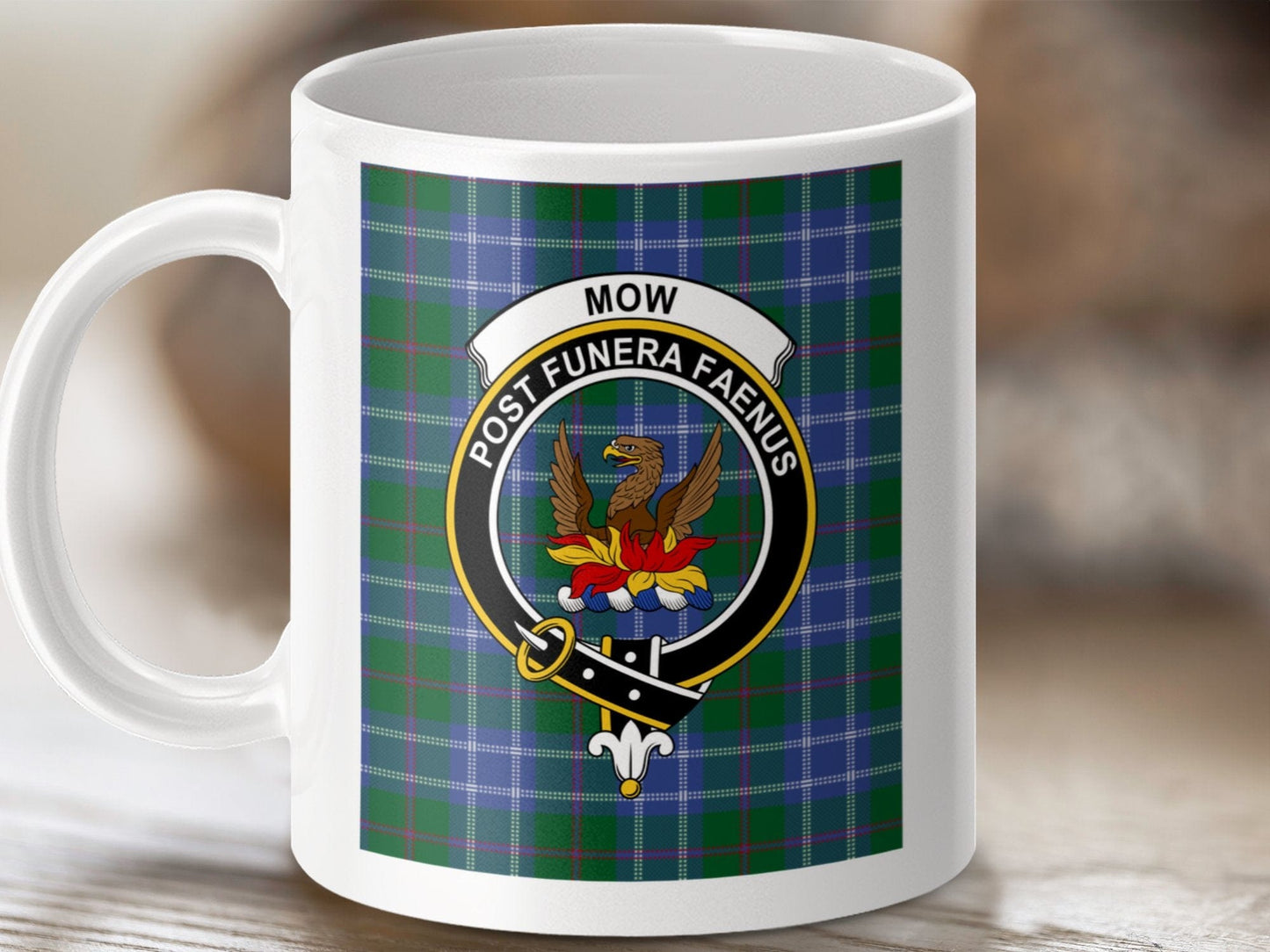 Physical Item 11oz / 11oz / White Mow Clan Scottish Tartan Crest Mugs