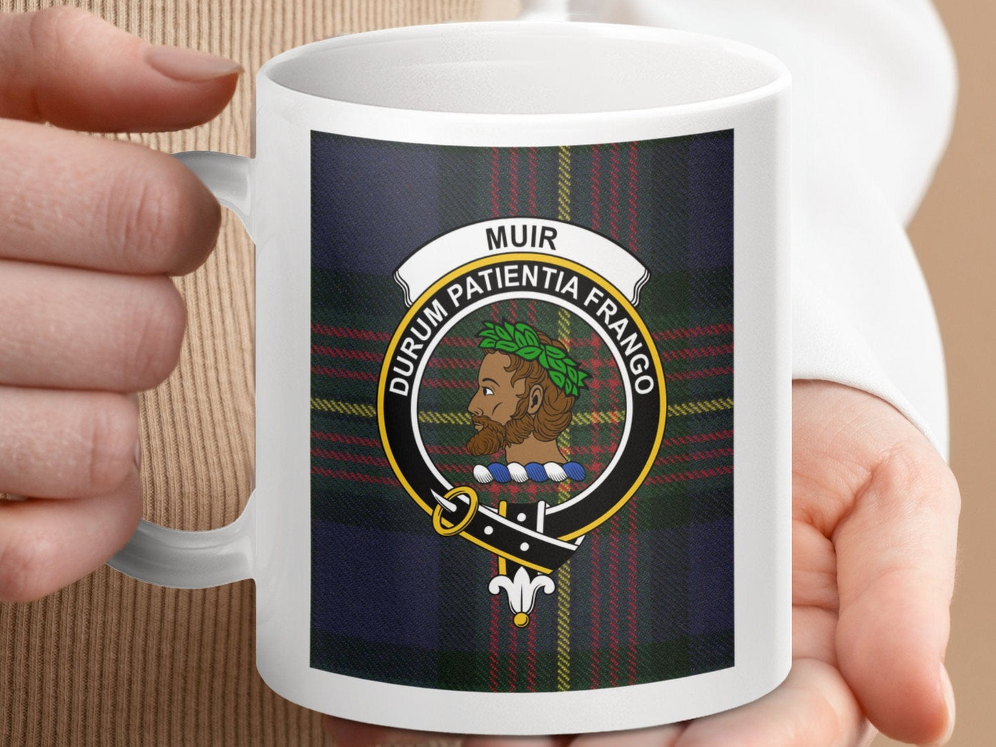 Physical Item 11oz / 11oz / White Muir Clan Scottish Tartan Crest Mugs