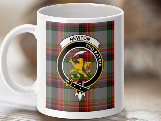 Physical Item 11oz / 11oz / White Newton Clan Scottish Tartan Crest Mugs