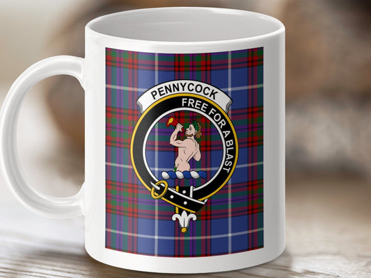 Physical Item 11oz / 11oz / White Pennycock Clan Scottish Tartan Crest Mugs