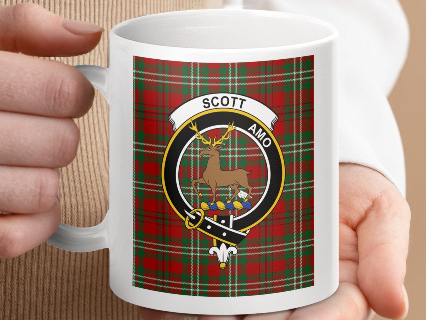 Physical Item 11oz / 11oz / White Scott Clan Scottish Tartan Crest Mugs