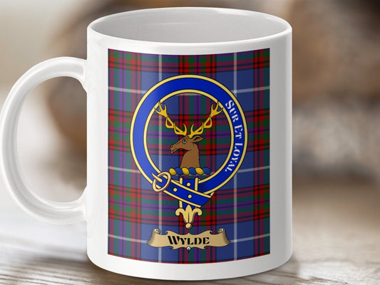 Physical Item 11oz / 11oz / White Wylde Clan Scottish Tartan Crest Mugs