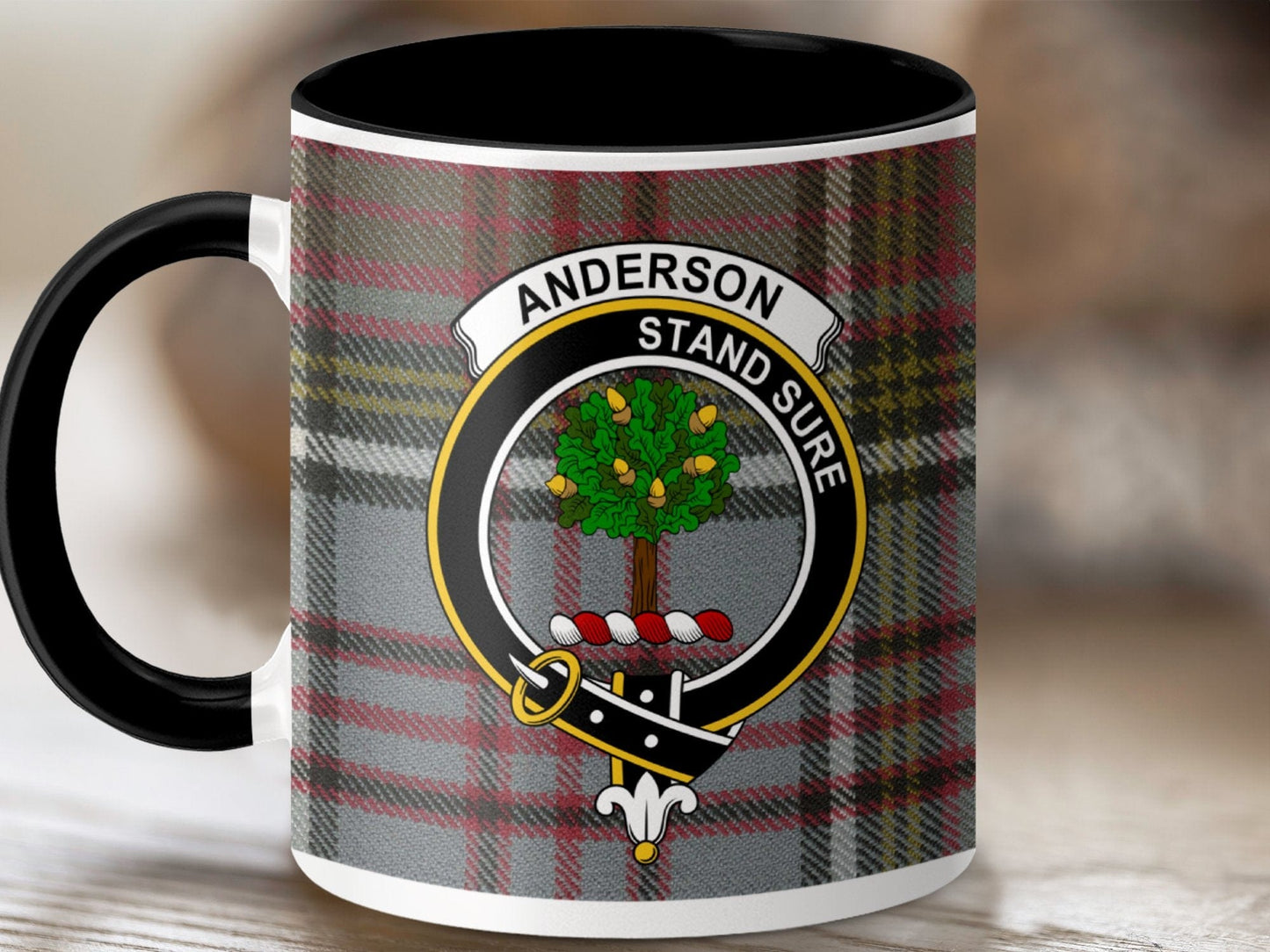 Physical Item 11oz / Black Anderson Clan Crest Tartan Scottish Mug