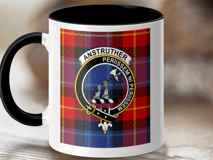 Physical Item 11oz / Black Anstruther Clan Scottish Tartan Crest Mug