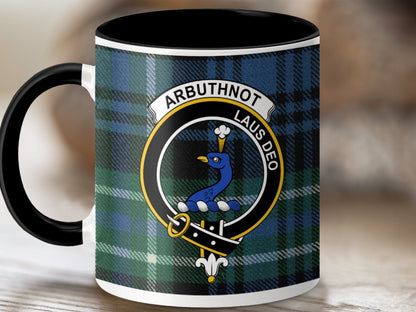 Physical Item 11oz / Black Arbuthnot Clan Crest Tartan Scottish Mug