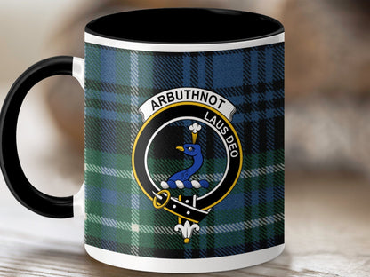 Physical Item 11oz / Black Arbuthnot Clan Crest Tartan Scottish Mug