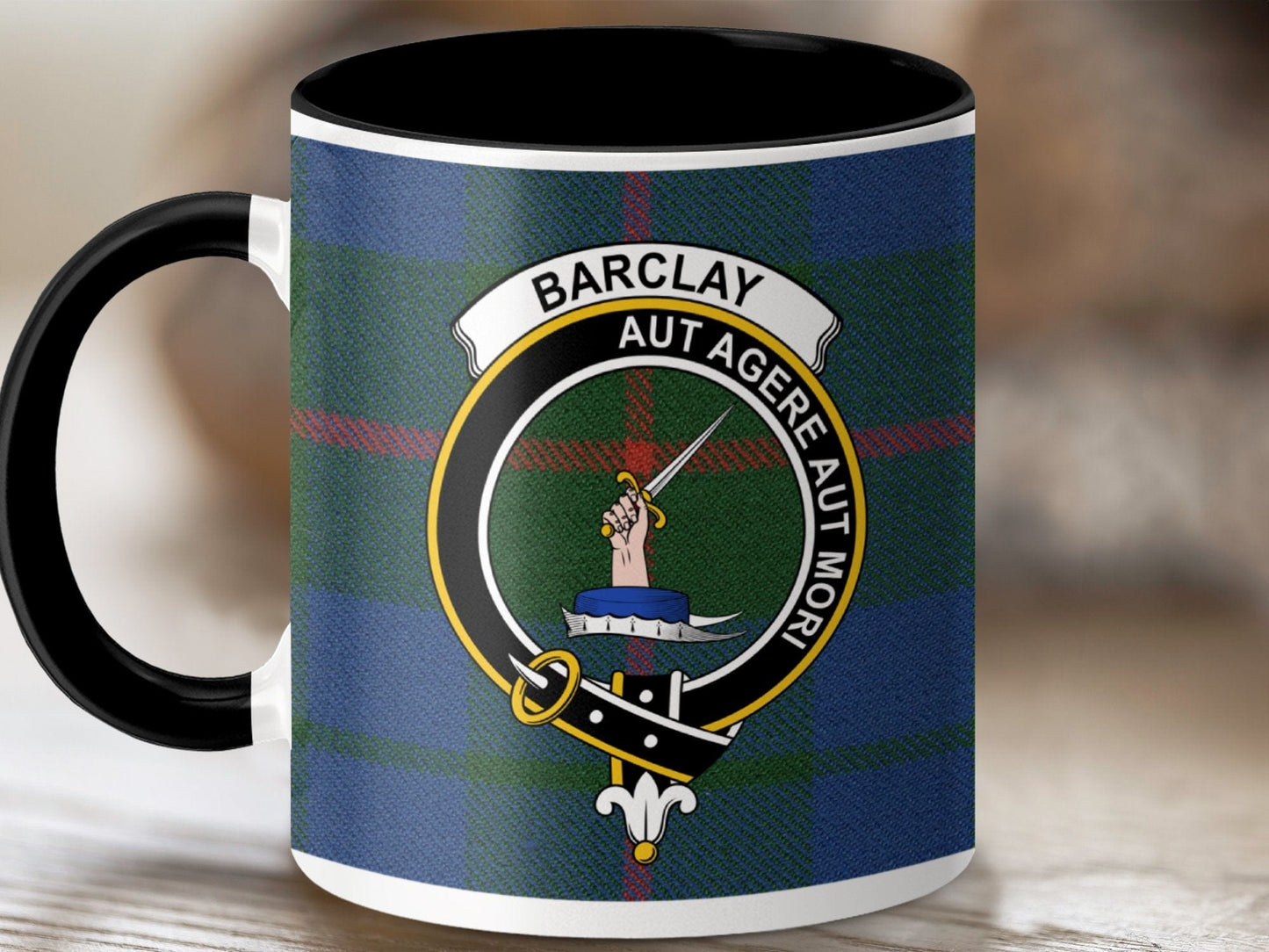 Physical Item 11oz / Black Barclay Clan Crest Tartan Scottish Mug