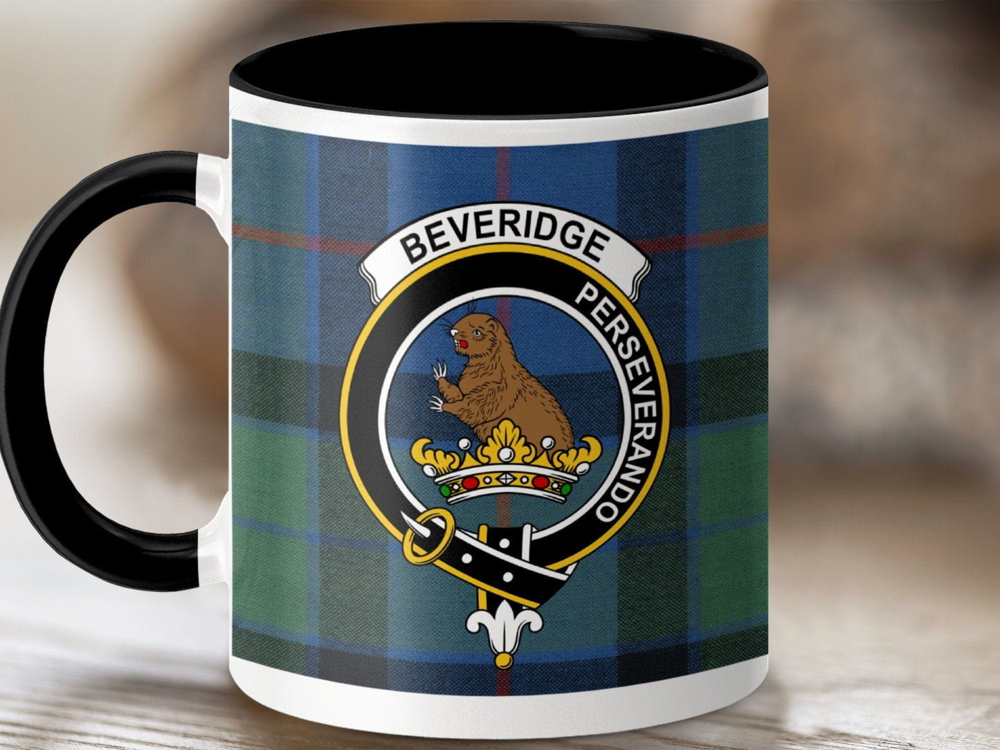 Physical Item 11oz / Black Beveridge Clan Scottish Tartan Mug