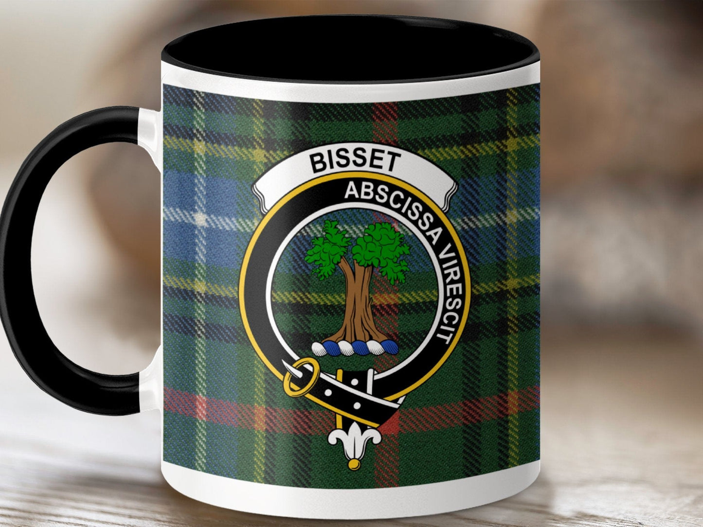 Physical Item 11oz / Black Bisset Clan Scottish Tartan Mug