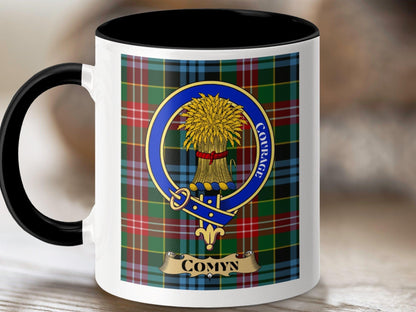 Physical Item 11oz / Black Comyn Clan Scottish Tartan Crest Mug