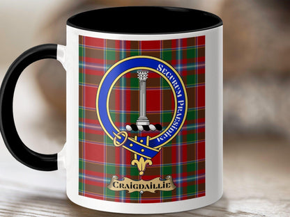 Physical Item 11oz / Black Craigdaillie Clan Scottish Tartan Crest Mug
