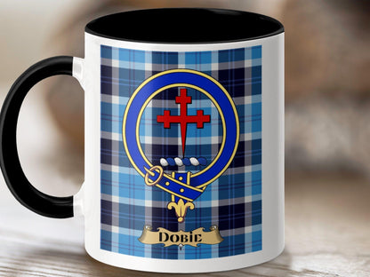 Physical Item 11oz / Black Dobie Clan Scottish Tartan Crest Mug