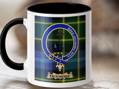 Physical Item 11oz / Black Dunmore Clan Scottish Tartan Crest Mug