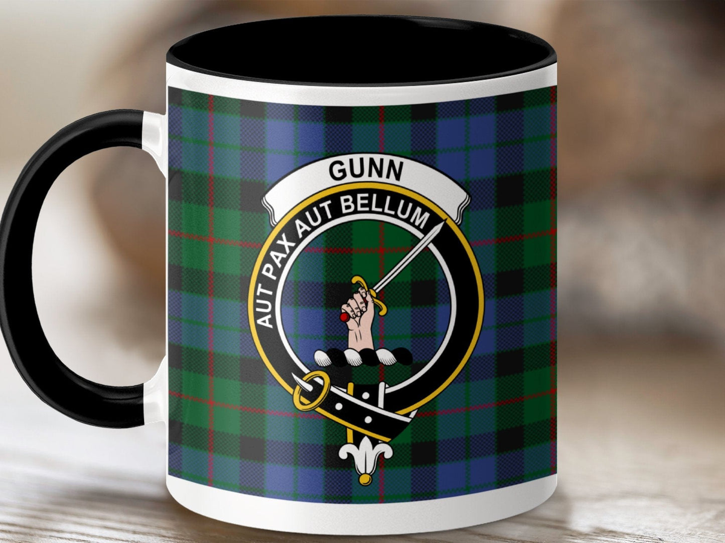 Physical Item 11oz / Black Gunn Clan Scottish Tartan Mug