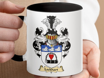 Physical Item 11oz / Black Lockhart Family Crest Historical Accent Coffee Mug